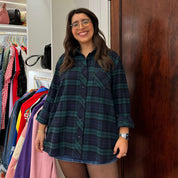 Flannel Long Sleeve Button-Up - Blue/Green *Clearance Sale*