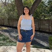 Smocked Tie-Strap Top - Blue Gingham