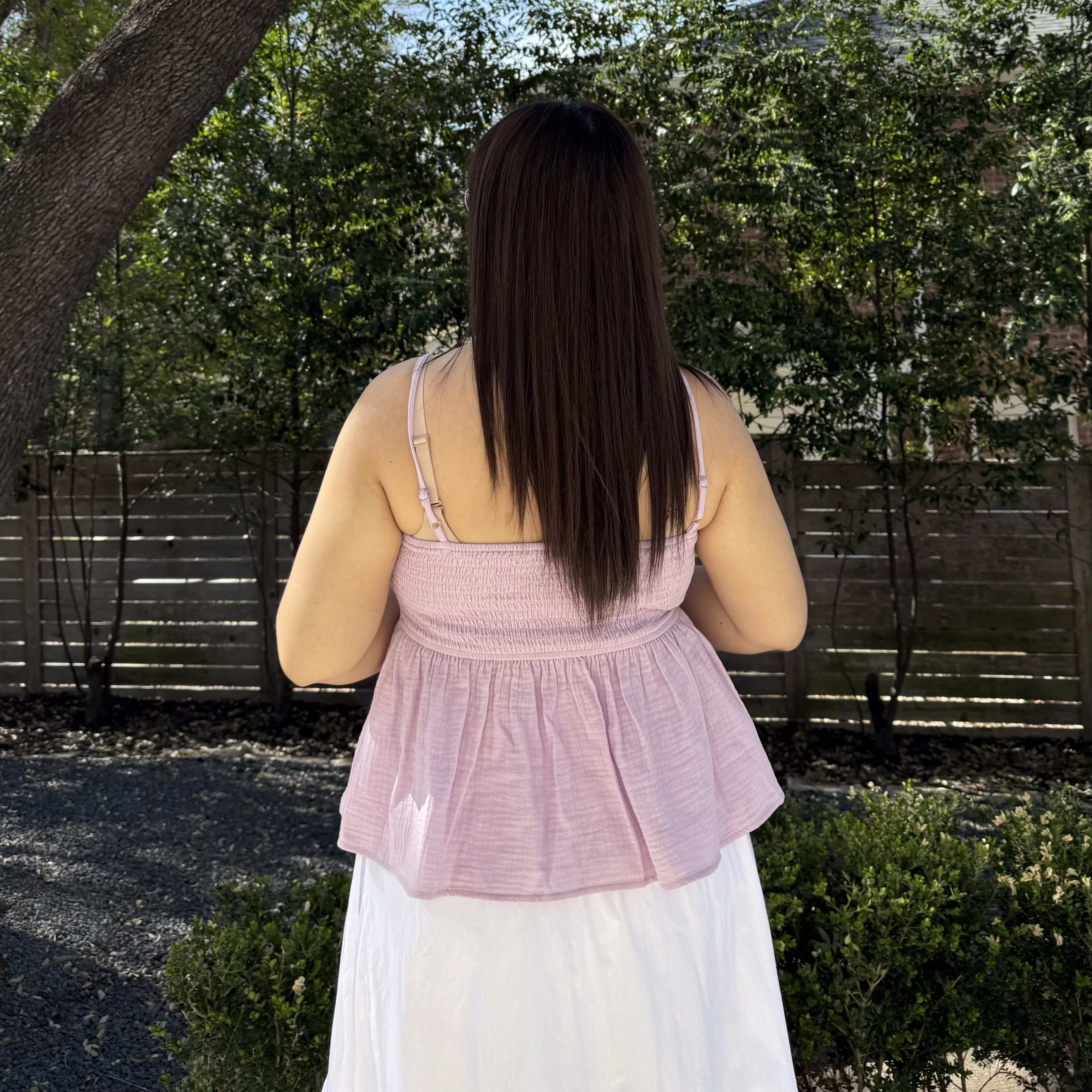 Smocked Strap Peplum Top - Lavender *Clearance Sale*