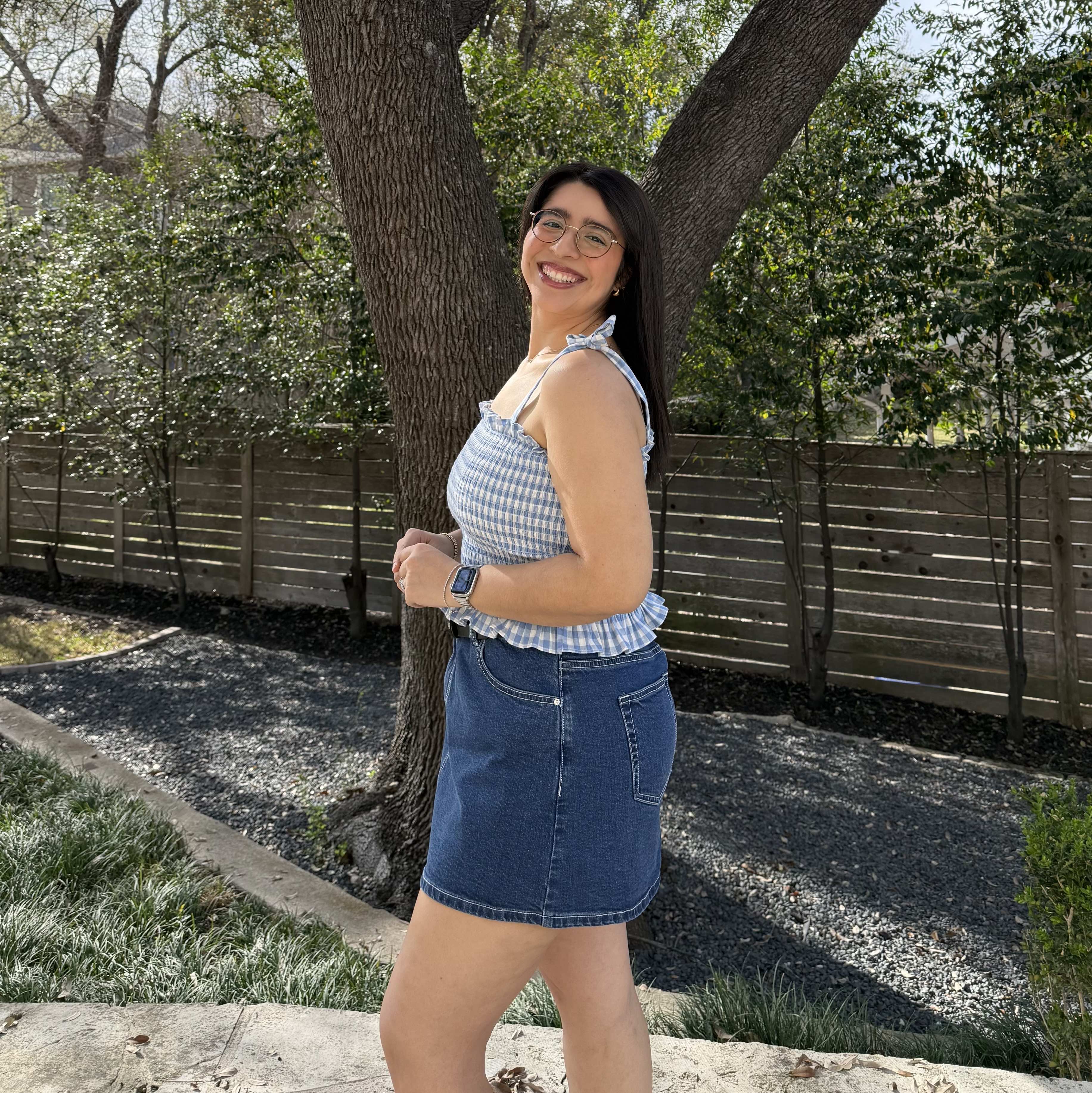 Smocked Tie-Strap Top - Blue Gingham