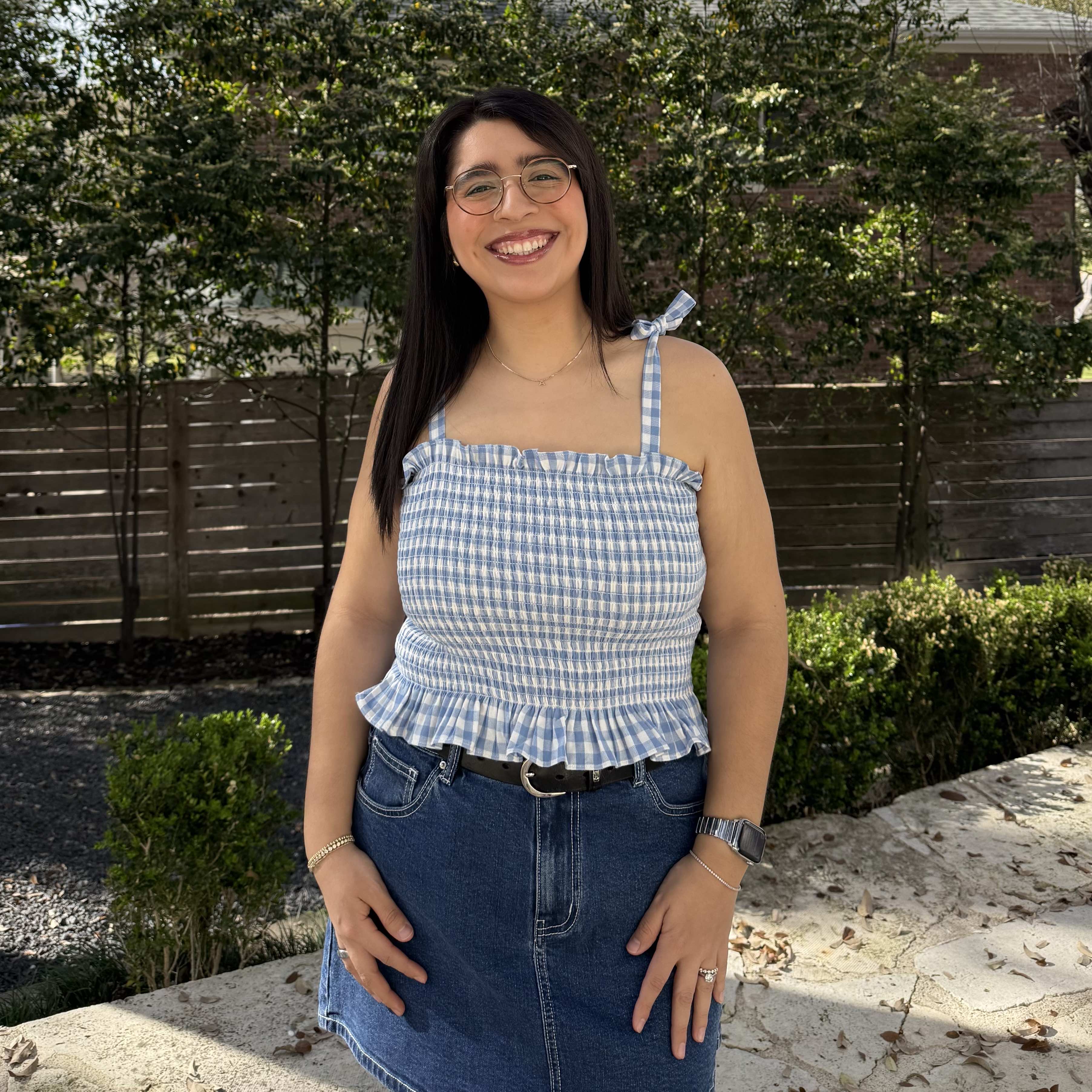 Smocked Tie-Strap Top - Blue Gingham
