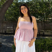 Smocked Strap Peplum Top - Lavender *Clearance Sale*
