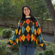 Argyle Oversized Sweater - Green *Clearance Sale*