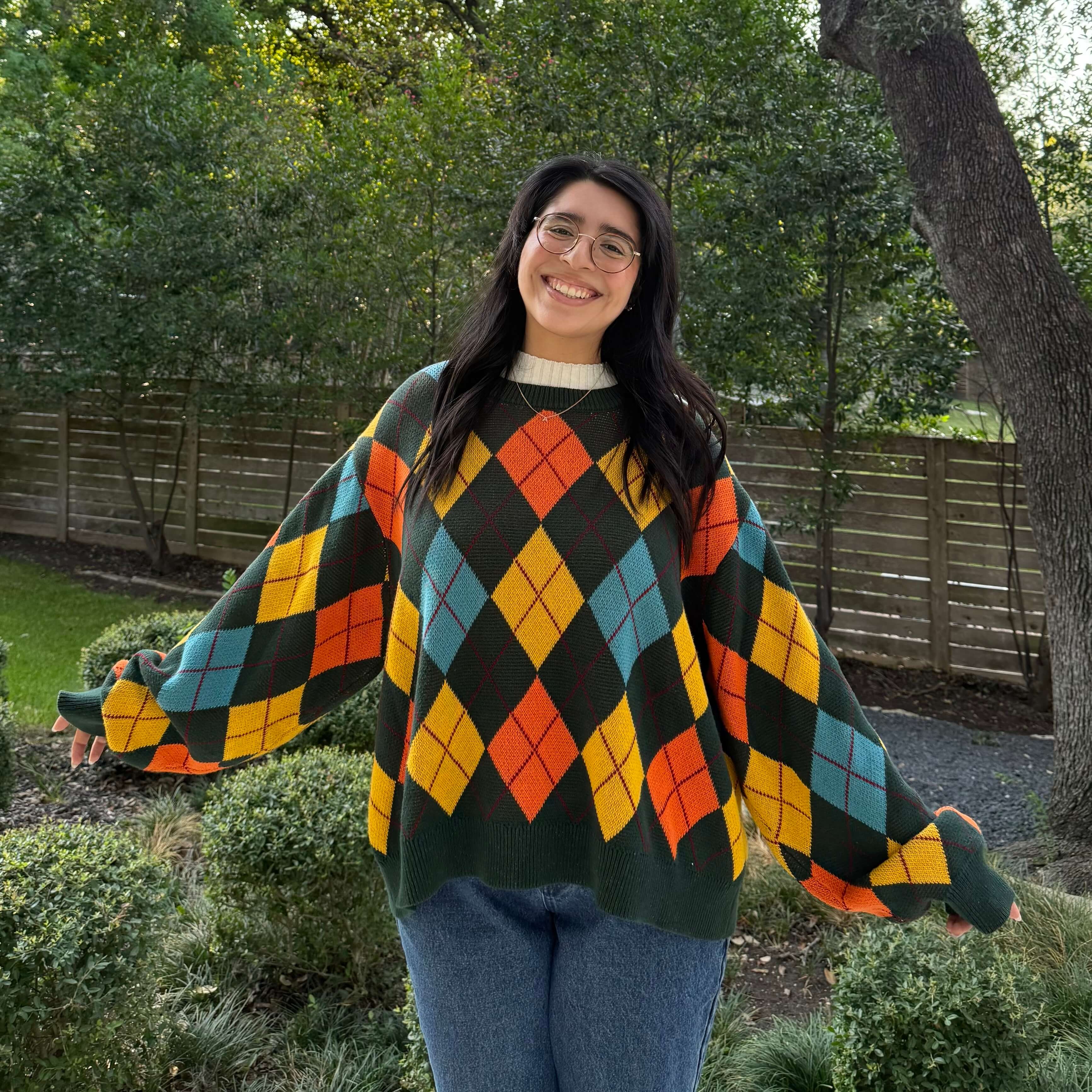 Argyle Oversized Sweater - Green *Clearance Sale*