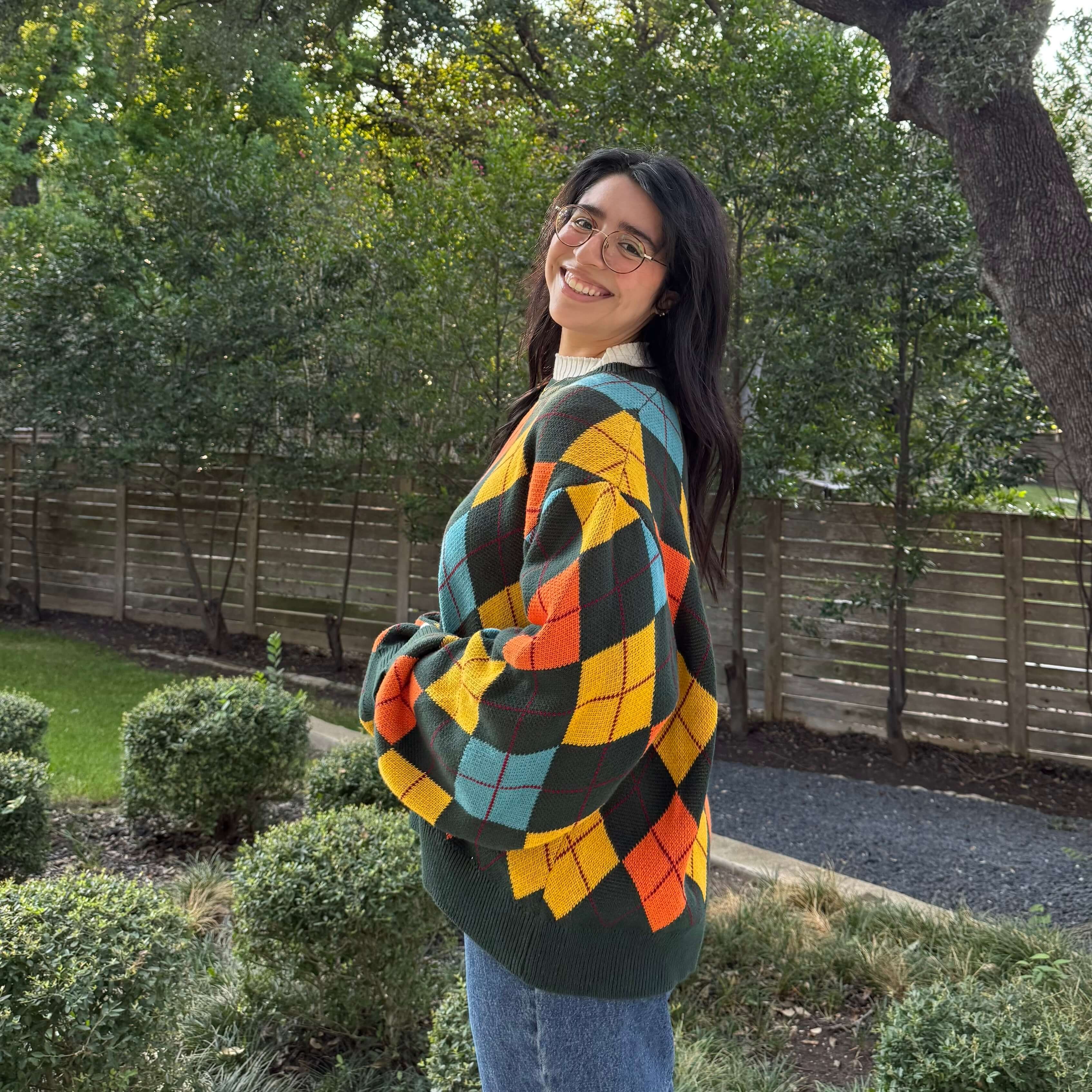 Argyle Oversized Sweater - Green *Clearance Sale*