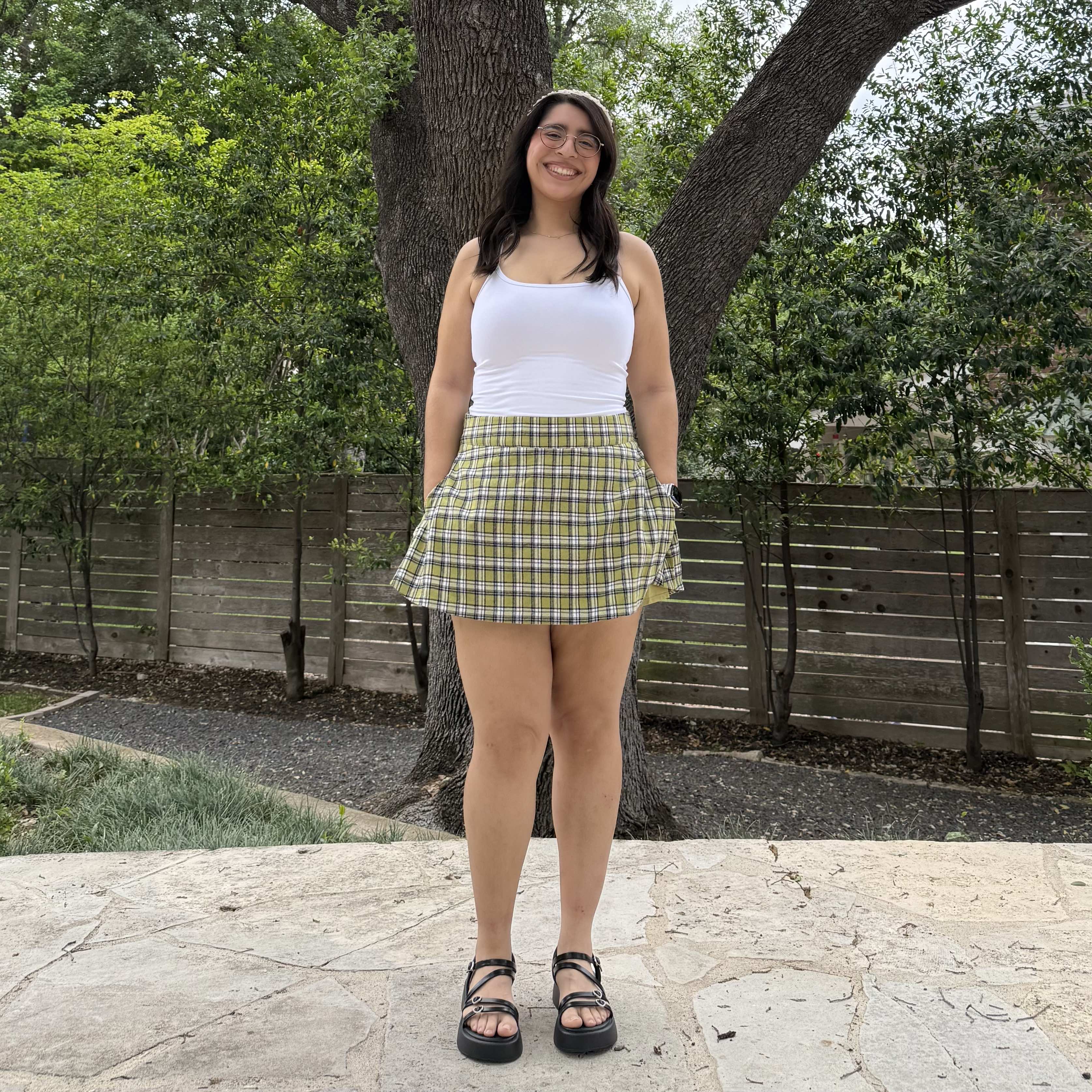 Christina Mini Skirt - Green Plaid *Clearance Sale*