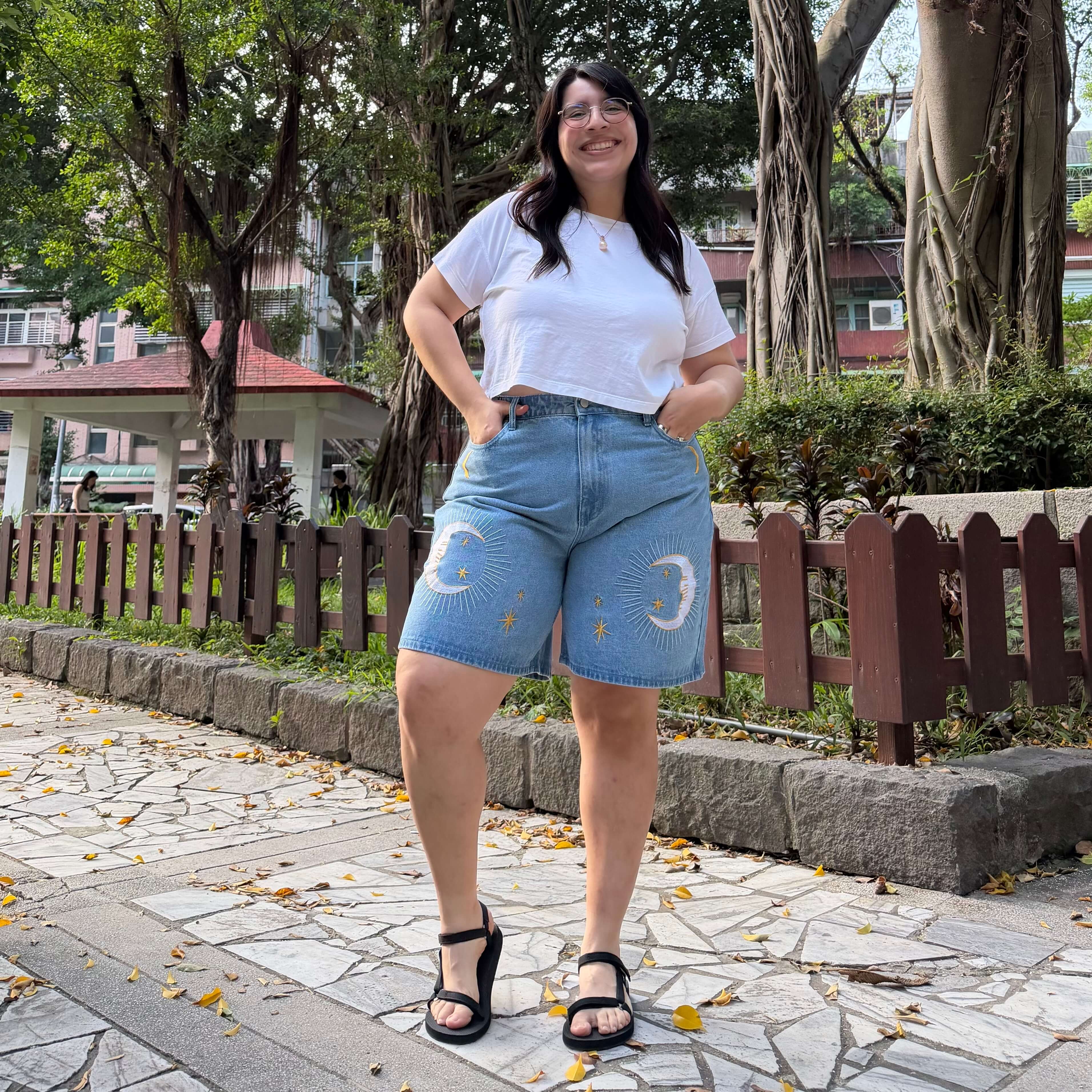 Celestial Denim Shorts - Light Wash