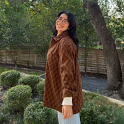 Cozy Long-Sleeve Button-Up - Chocolate Plaid